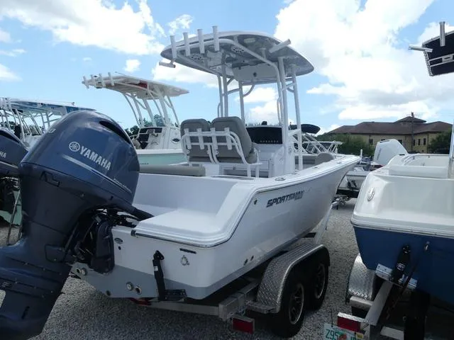 Slide: The Image of 2021 Sportsman Open 212 CC boat with Yamaha engine on trailer. - 6