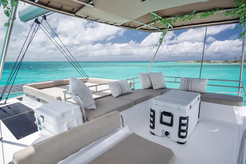 Slide: The Image of Luxurious Bali 4.8 yacht interior with ocean view, 2021 model. - 10