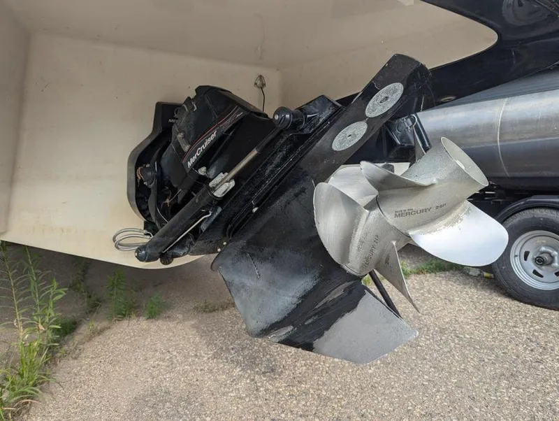 Slide: The Image of Close-up of a 2011 Monterey 264 FS boat's MerCruiser propeller. - 15