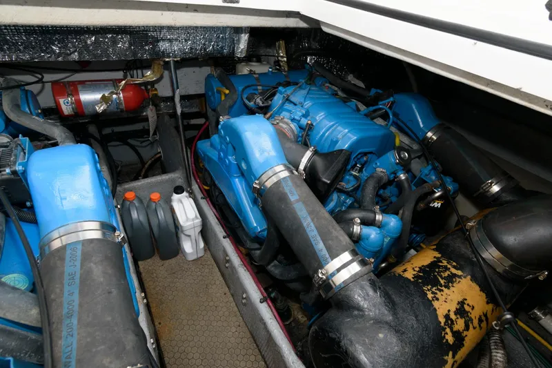Slide: The Image of Engine compartment of a 2000 Silverton 330 Sport Bridge boat. - 20