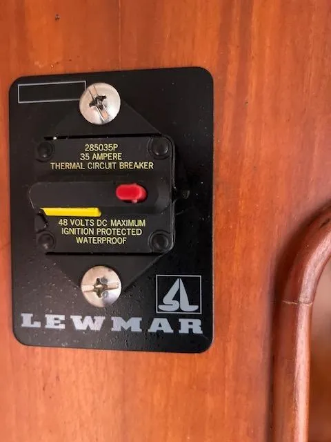 Slide: The Image of Lewmar 35 Ampere thermal circuit breaker on 1999 Contour 34 SC sailboat. - 22