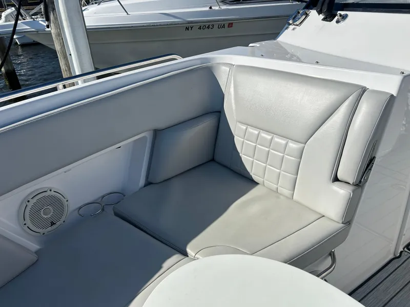 Slide: The Image of Luxurious seating area on a 2019 Everglades 340DC boat. - 4