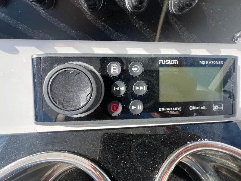 Slide: The Image of Fusion MS-RA70NSX marine stereo on a 2025 Blackfin 222 CC boat. - 20