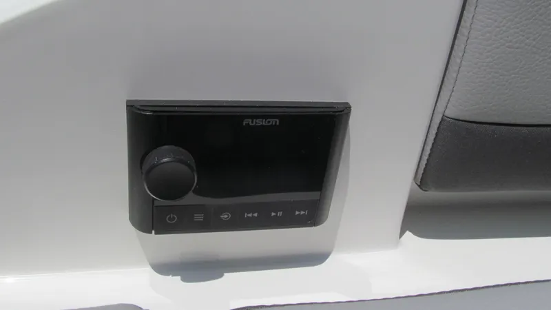 Slide: The Image of 2025 Cobalt R4 boat audio control panel. - 18