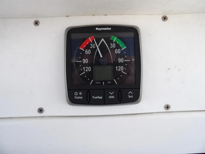 Slide: The Image of Raymarine wind instrument on a 2000 Hunter 460 sailboat. - 35