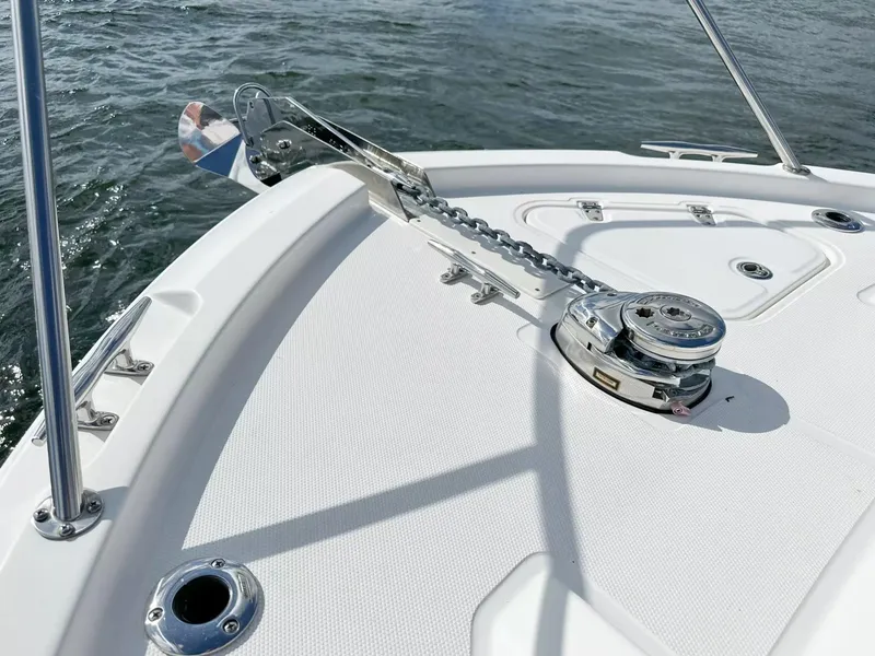 Slide: The Image of 2020 Boston Whaler 325 Conquest bow with anchor and windlass system. - 11