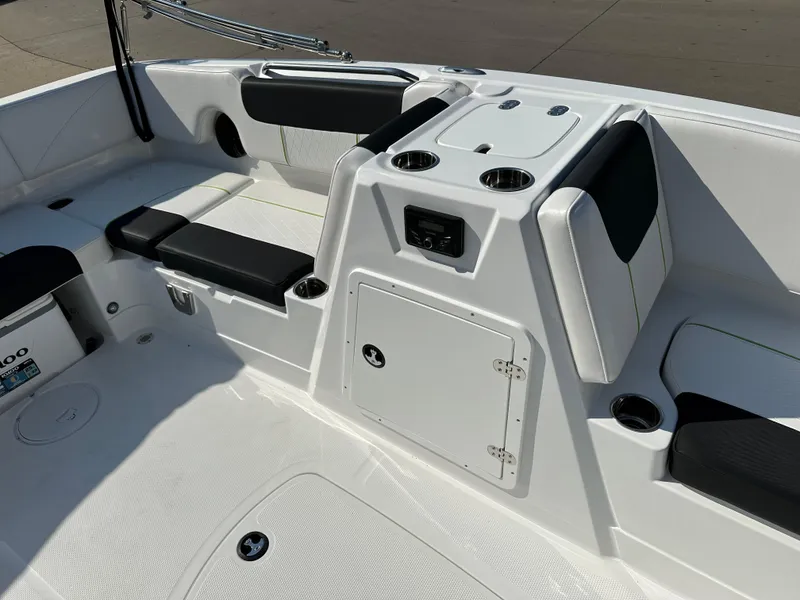 Slide: The Image of 2024 Tahoe 1950 boat interior with seating and storage compartments. - 5