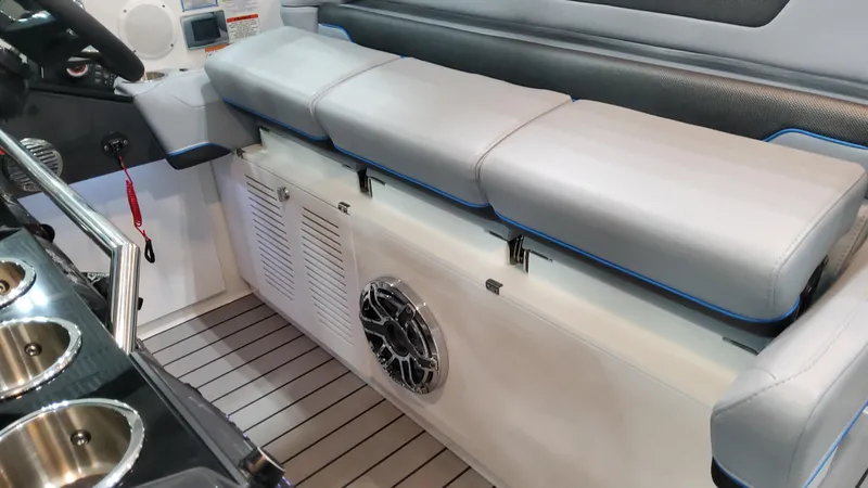 Slide: The Image of 2025 Formula 380 Super Sport Crossover OB interior seating and speaker system. - 39