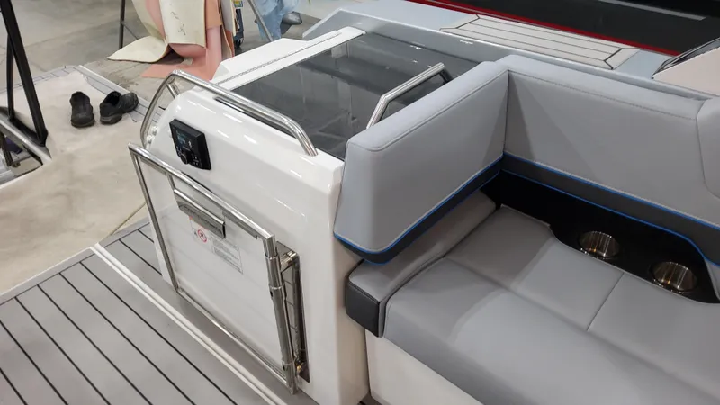 Slide: The Image of 2025 Formula 380 Super Sport Crossover OB interior seating and deck area. - 47