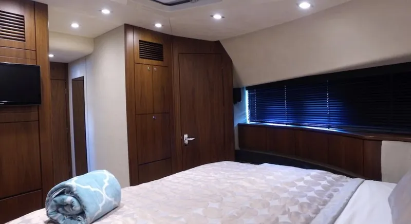 Slide: The Image of Luxurious bedroom interior of 2014 Fairline Squadron 78 Custom yacht with modern decor. - 33