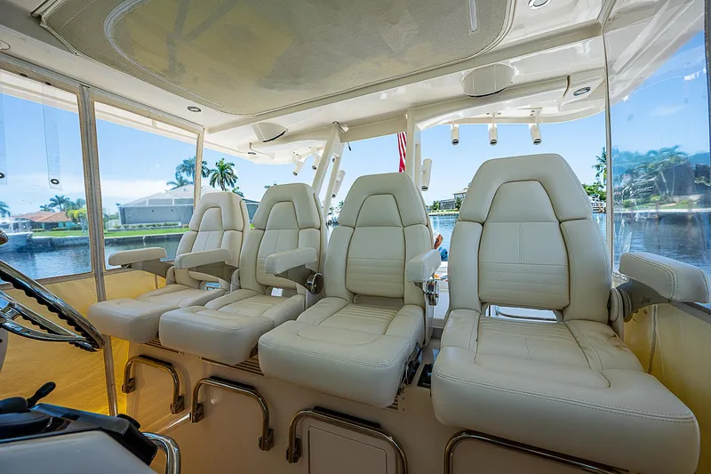 Slide: The Image of Luxurious seating inside 2019 Grady-White Canyon 456 boat. - 27