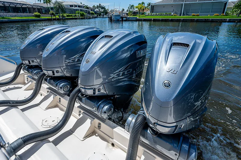 Slide: The Image of 2019 Grady-White Canyon 456 with quad Yamaha outboard engines. - 43