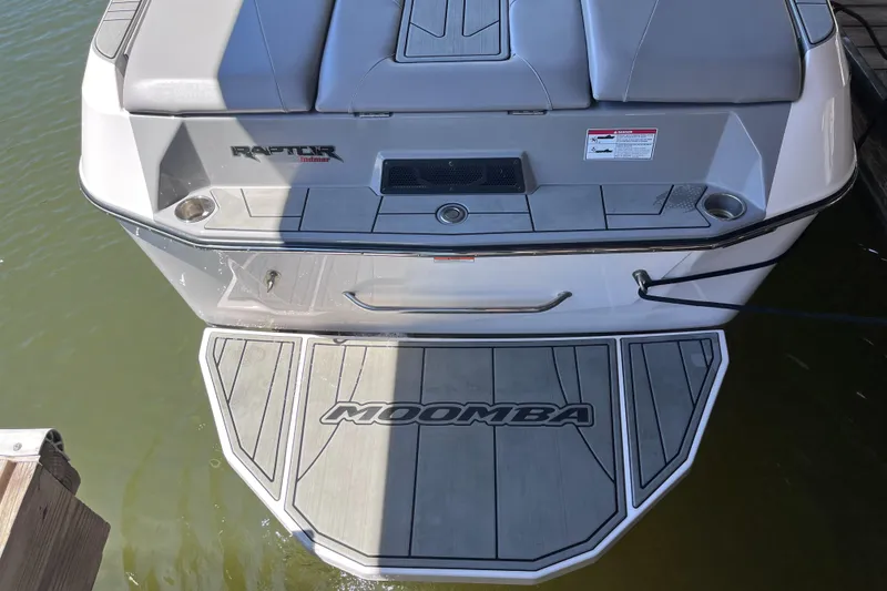 Slide: The Image of 2024 Moomba Max boat with Raptor engine, rear deck view. - 4