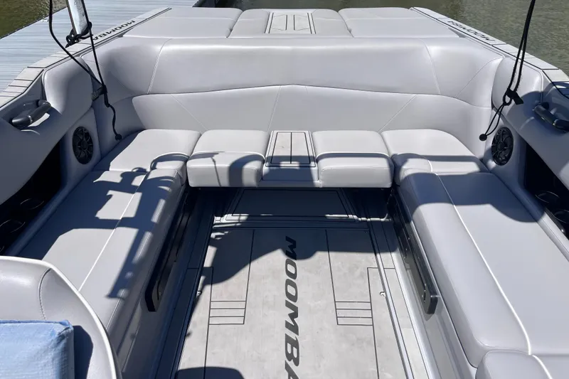 Slide: The Image of 2024 Moomba Max boat interior with spacious seating and sleek design. - 7