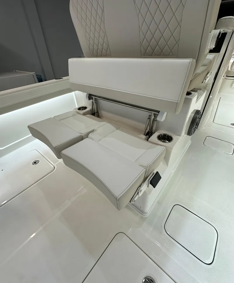 Slide: The Image of 2025 World Cat 280 CCX boat interior with luxurious seating and modern design. - 7