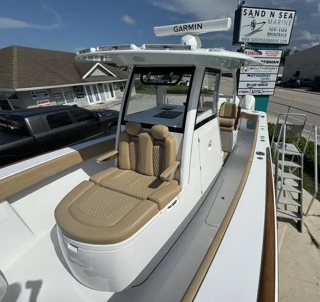 Slide: The Image of 2023 Phenom 34 boat with Garmin equipment at Sand N Sea Marine. - 21