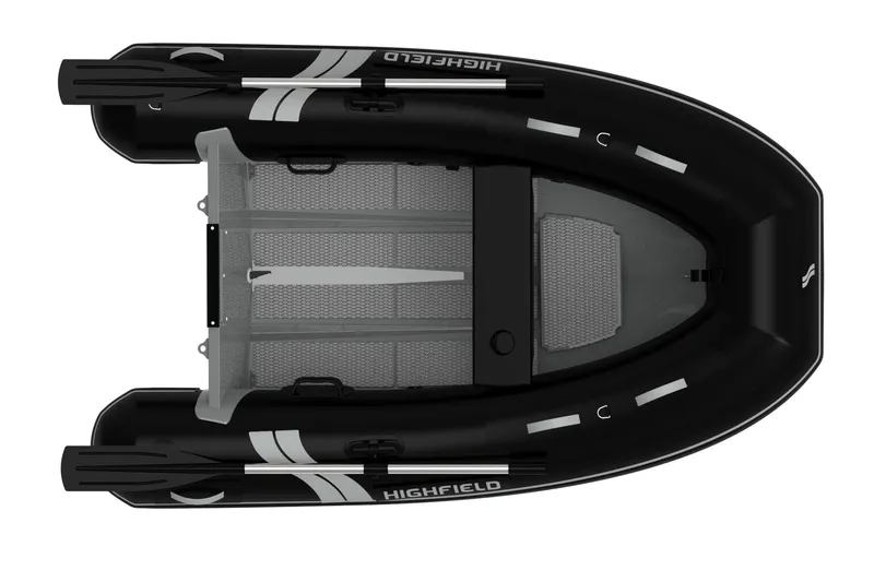 Slide: The Image of Highfield Ultralite 240LT 2026 inflatable boat, top view, black and gray. - 7
