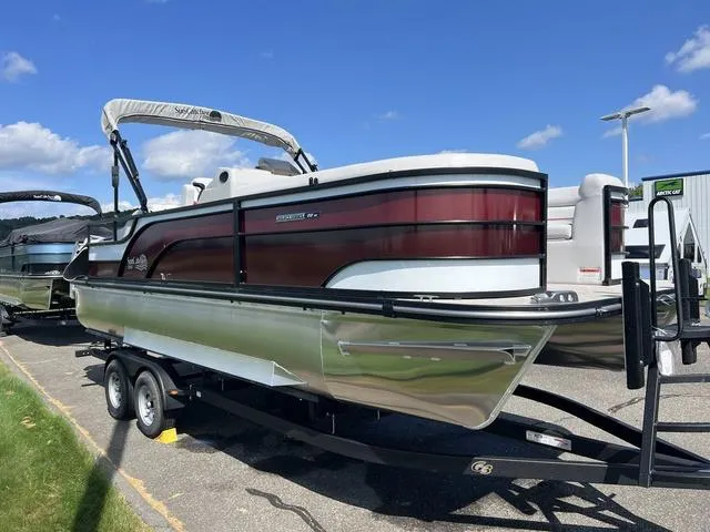 Slide: The Image of Top view of 2024 SunCatcher Select 22SS pontoon boat interior layout. - 1