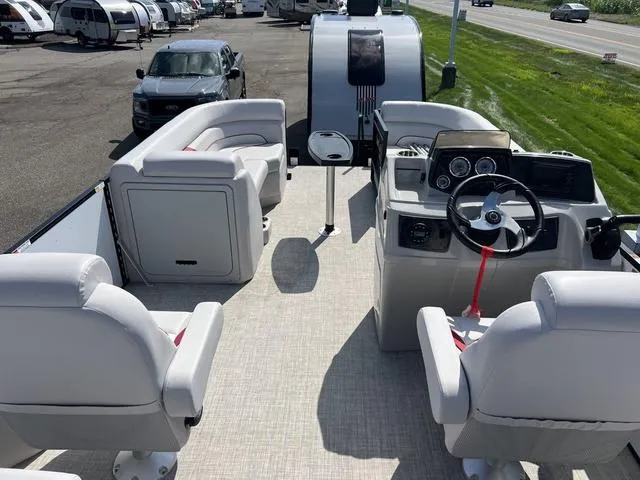 Slide: The Image of 2024 SunCatcher Select 22SS pontoon boat on water, financing offers from G3 Boats. - 10