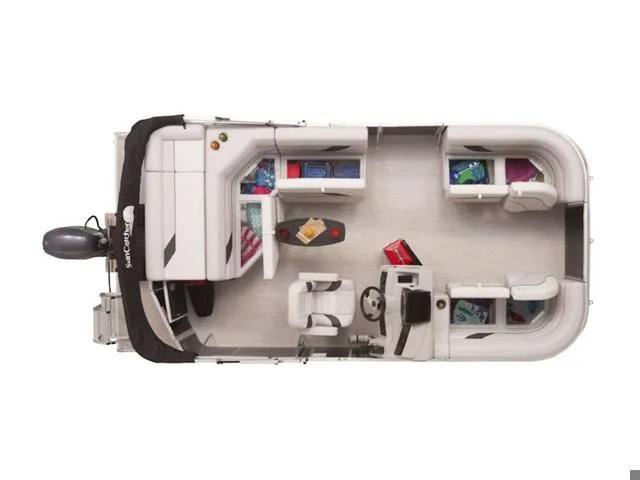 Slide: The Image of 2024 SunCatcher Select 18C pontoon boat interior layout, top view. - 14