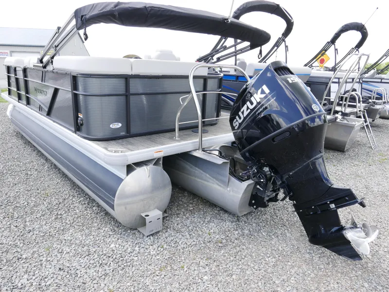 Slide: The Image of 2023 Godfrey SWEETWATER 2086 pontoon boat with Suzuki outboard motor. - 2