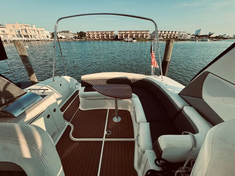 Slide: The Image of 2008 Sea Ray 350 Sundancer boat interior with waterfront view. - 7