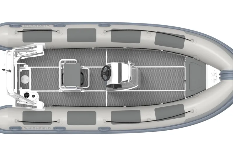 Slide: The Image of Aerial view of Highfield Patrol 500 boat, 2026 model. - 8