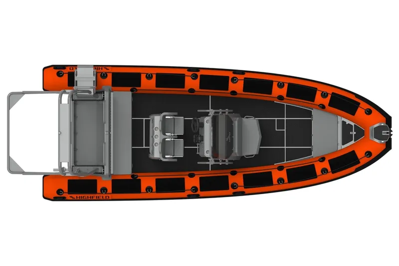 Slide: The Image of Top view of Highfield Patrol 700 boat, model year 2026. - 12