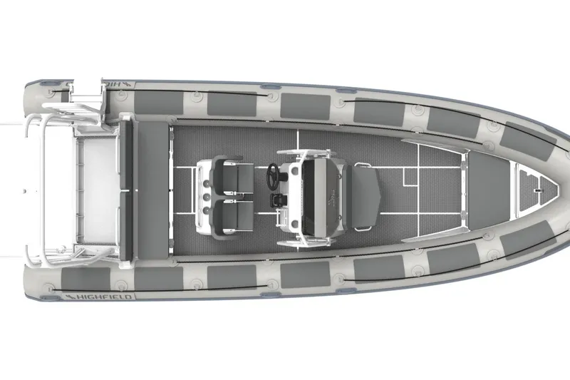 Slide: The Image of Aerial view of Highfield Patrol 860 boat, 2026 model. - 11