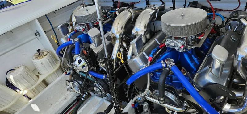 Slide: The Image of 1997 Outerlimits 37 Stiletto engine compartment with dual high-performance engines. - 5