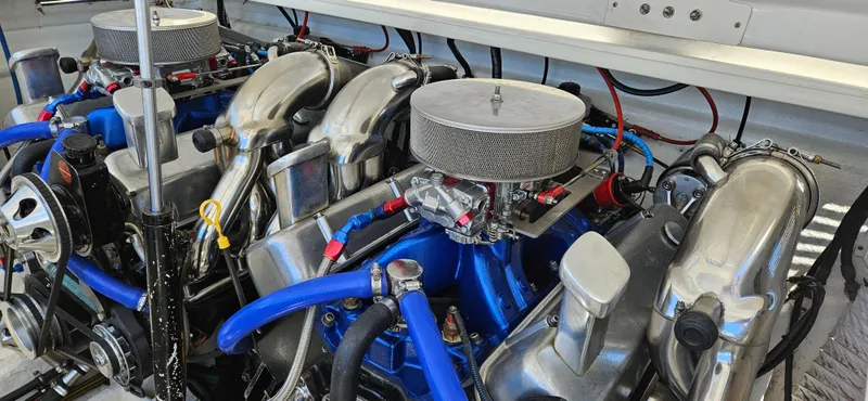 Slide: The Image of 1997 Outerlimits 37 Stiletto engine compartment with dual high-performance engines. - 8