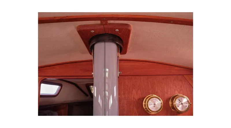Slide: The Image of Interior of 1980 Sceptre 36 Athena sailboat with mast and brass instruments. - 20