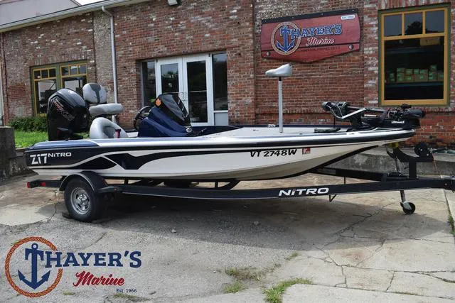 Slide: The Image of 2021 Nitro Z17 boat at Thayer's Marine dealership. - 1