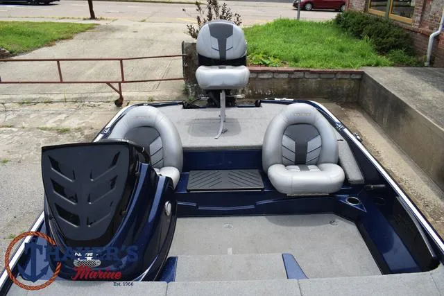Slide: The Image of 2021 Nitro Z17 fishing boat with seating and motor, displayed at Thayer's Marine. - 14