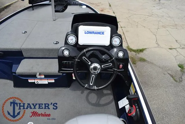 Slide: The Image of 2021 Nitro Z17 boat dashboard with Lowrance fishfinder at Thayer's Marine. - 24