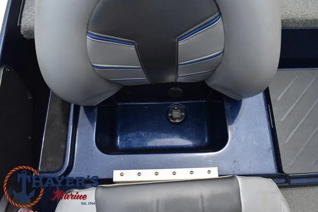Slide: The Image of 2021 Nitro Z17 boat seat and storage compartment, Thayer's Marine logo visible. - 26
