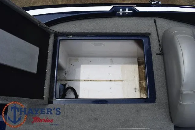 Slide: The Image of 2021 Nitro Z17 boat storage compartment, Thayer's Marine logo - 30