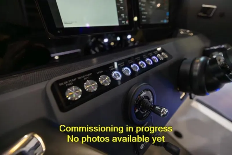 Slide: The Image of 2024 Axopar 29 XC Cross Cabin dashboard during commissioning. - 4