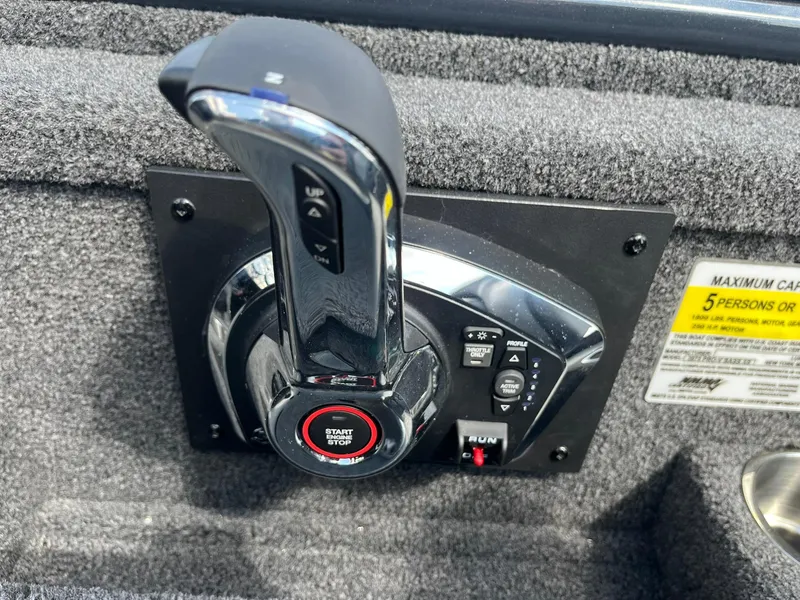 Slide: The Image of Control panel of 2025 Lund 2075 Pro-V Bass XS boat with start/stop button. - 20
