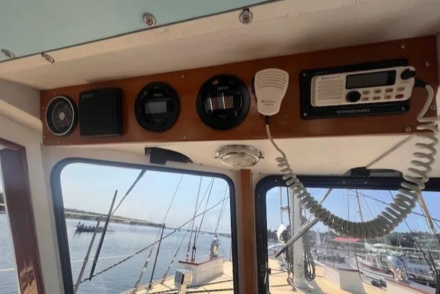 Slide: The Image of Interior view of 1996 Custom Bolger PH Shoal-draft Ketch with navigation instruments. - 43