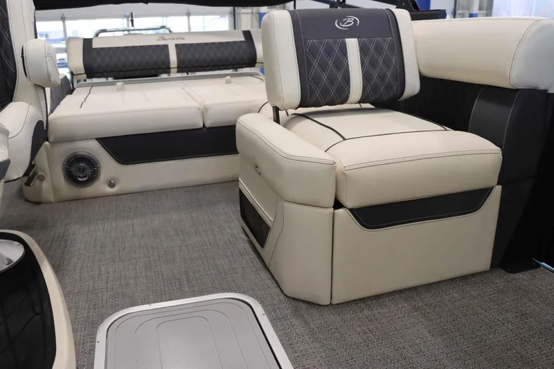 Slide: The Image of 2025 Barletta Lusso 23U interior with luxurious seating and modern design. - 14