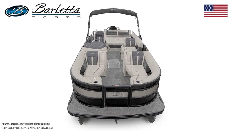 Slide: The Image of 2025 Barletta Lusso 23U pontoon boat with luxurious seating and sleek design. - 26