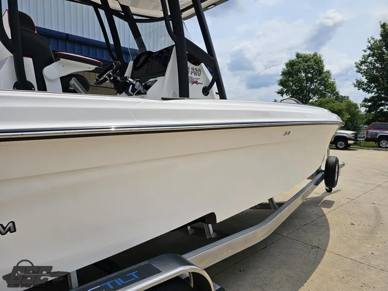 Slide: The Image of 2024 Glasstream 280 Pro GSX boat on trailer, side view. - 11