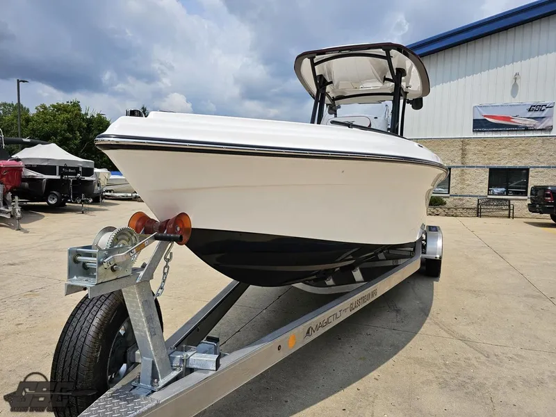 Slide: The Image of 2024 Glasstream 280 Pro GSX boat on trailer, outdoor dealership. - 25