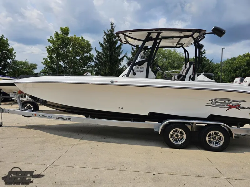 Slide: The Image of 2024 Glasstream 280 Pro GSX boat on a trailer. - 30