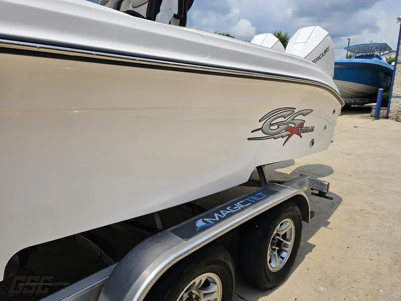Slide: The Image of 2024 Glasstream 280 Pro GSX boat on a trailer, side view. - 34