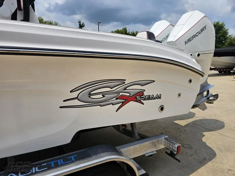 Slide: The Image of 2024 Glasstream 280 Pro GSX boat with Mercury engines on a trailer. - 35