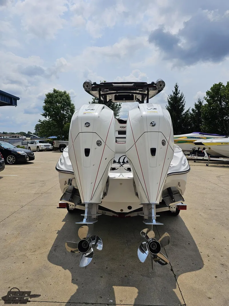 Slide: The Image of 2024 Glasstream 280 Pro GSX boat with dual outboard motors. - 45