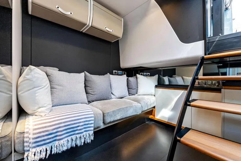 Slide: The Image of Luxurious interior of 2023 Wally WALLYPOWER58 yacht with modern seating and elegant design. - 24