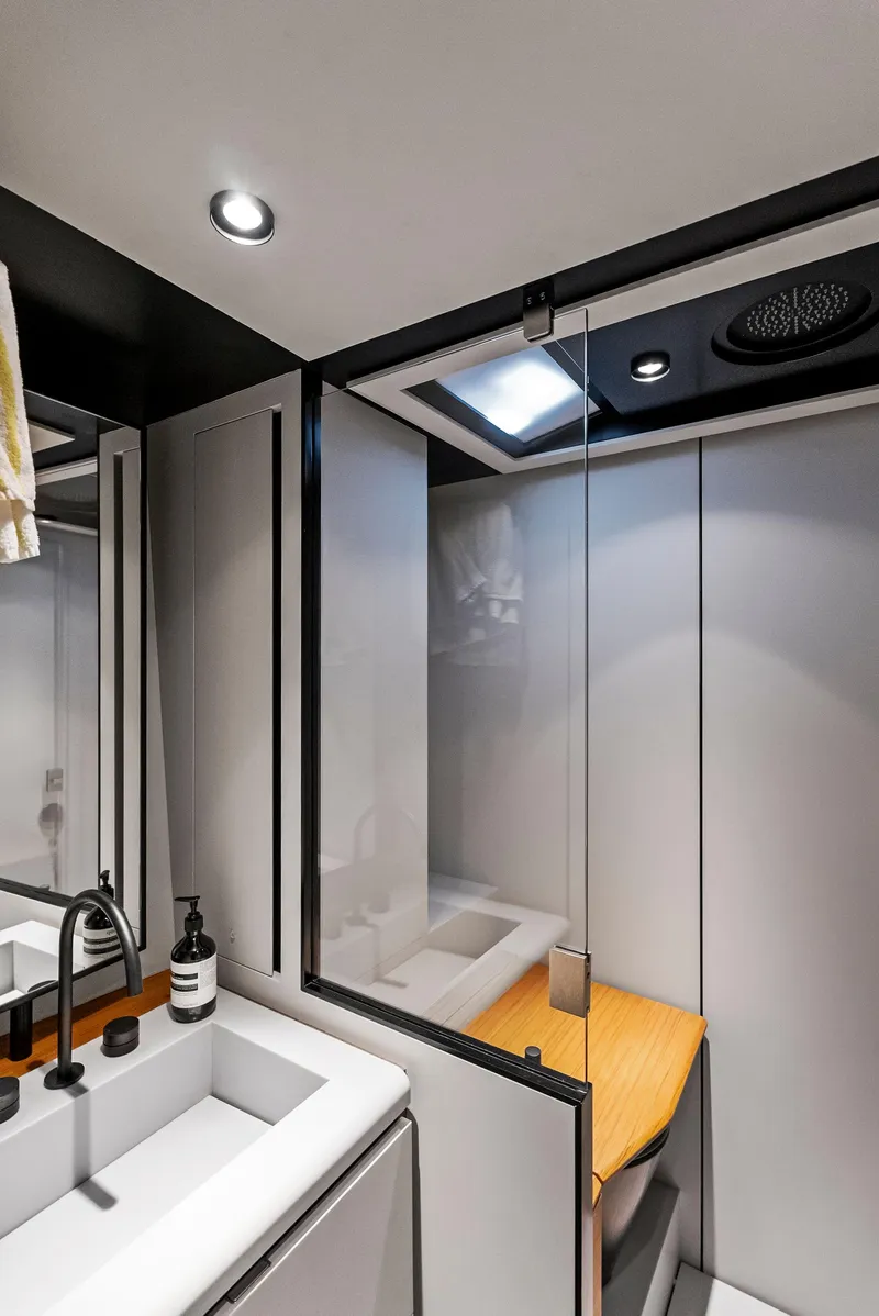 Slide: The Image of Modern bathroom interior of 2023 Wally WALLYPOWER58 yacht with sleek design and luxury fixtures. - 29